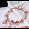 2020 Nuevo estilo Pulsera con dijes Moda para mujer Pulsera de cuentas Brazalete Chapado en oro rosa Colgantes para manualidades Pulseras Joyería Niñas U4Tnf F82Ty2790352