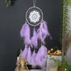 Dream Catchers med Feather Crafts Handgjorda Dreamcatchers för Boho Wall Hängande Dekoration Hem Sovrum Ornament Festival Present