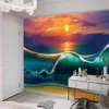 Modern väggmålning 3d tapet Vacker solnedgång landskap med stora vågor interiör heminredning vardagsrum sovrum måla bakgrundsbilder