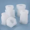 DIY Crystal Epoxy Resin Square Round Mold Bottle Storage Förseglad burk med lock Silikonform 210316