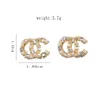 Mixed 18K Gold Plated Luxury Brand Designers Double Letters Stud Clip Chain Geometric Famous Women 925 Silver Crystal Rhinestone Earring Wedding Party Jewerlry