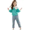 Abbigliamento per bambini Felpa per bambina + Jeans Costume per Starwberry Abbigliamento per bambini Primavera Autunno per adolescenti 210527