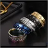 8 mm 316L roestvrij staal bruiloft band ring Romeinse cijfers goud zwart punk chain spinner ringen voor mannen vrouwen mode-sieraden drop levering 2