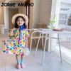 Korean Style Summer Kids Girls Dress Cartoon Fruit Short Sleeves Princess Children Clothes E0025 210610