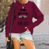 Momlife Letter Printing Crewneck Sweatshirt Fall Women Hoodies Fashion Leopard Glasses Skull Jumper Womens Clothing Tops 201126