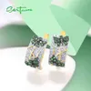 SANTUZZA Authentic 925 Sterling Silver Earrings For Women Green Spinel Butterfly Animal Gold Plated Wedding Gift Fine Jewelry