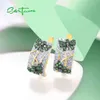 SANTUZZA authentique 925 boucles d'oreilles en argent Sterling pour femmes vert spinelle papillon Animal plaqué or cadeau de mariage bijoux fins