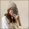 Beanie/Skl Caps Hats & Hats, Scarves Gloves Fashion Accessories Winter Real Rabbit Fur Knitted Beanies For Women Solid Warm Cashmere Wool Sk