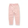 Baby Girls Ankomst Cotton Byxor Med Bowkont Kids 2 Färger Lång Längd Legging Sova 4003 04 210622