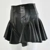 Colysmo Pu cuir Mini jupe taille haute Sexy plissé s femmes noir élastique Faldas Streetwear Club fête bas 210527
