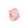 CHARMS 925シルバーオリジナルフィットPandora Bracelet Sterling Silver Pink Clear Charm Beads for Diy女性ジュエリーQ0531