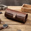 Watch Boxes & Cases Travel Case Roll Organizer Vintage Exquisite Round Shape Leather Storage Bag Unique Gifts For Father Husband Lover