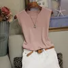 Camicetta da donna alla moda 2021 Camicetta senza maniche estiva da donna Camicia lavorata a maglia O-collo Abbigliamento donna Top e camicette da donna C853