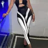 Kvinnors byxor Capris Sexiga Kvinnor Leggings Striped Print Slim Bodycon High Waist Färg Block Skinny Long Byxor Kvinna Streetwear Sommar