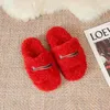 2021 Mężczyźni Płaskie Ciepłe Sandały Zimowe Sandały Slipper Kobiety Haftowane List Kapcie Wełny Top Projektant Para Hand-Sewn Deer Włosy Slajdy z pudełkiem Duży rozmiar 35-46