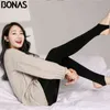 BONAS 2Pcs Women Warm Leggings Fitness Soft Comfortable Leggins Female Velvet Plus Size Elasticity Winter 211215