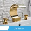 Torneira de bacia do banheiro dourado luxo para pia de embarcação cachoeira de guindaste quente e frio torneira de mixagem dual cristral