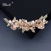 Miallo Flower Rhinestone Hair Clips for Women Accessories Gold Color Hair Pins Prom Ornaments Luxury Jewelry Bridal Headpiece X0625