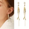 Boucles d'oreilles longues à pampilles pour femmes, cristal Zircon, cœur géométrique, bijoux cadeaux de fête de mariage