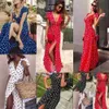 Jocoo Jolee Summer Ladies Long Dress Red White Dot Beach Maxi Women Evening Party Sundress Vestidos de Festa 210619