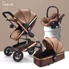 Barnvagn med bilstol 3 i 1 Lyxig resa Guggy Carriage Basket och Pram Cochesitos de 428 U2