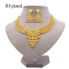 Smyckesuppsättningar Dubai 24K guldfärgprydnad för kvinnor halsband örhängen afrikansk bröllop brud party lyxiga gåvor smycken set220q