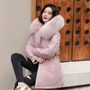 Цветочный jie plus size Down Cotton Jutk Women Winter Crasual Theall Black Pink Long Parka Slim Sucood Furs Ladies Padded 211120