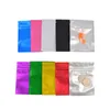 100pcs Colorful Zip Mylar Bag Self Sealing Smell Proof Food Storage Bag Aluminum Foil Bag Front Matte Clear Plastic Packaging Pouch