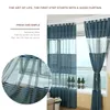 Curtain & Drapes Modern Solid Striped Tulle Curtains For Living Room Window Luxury Semi Sheer Bedroom Treatments Voile Fabric