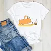 Camiseta Feminina estampa de men t 셔츠 Cachorro, Grfica Com Camiset and Women Girls 여름 셔츠