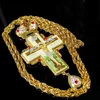 Grekisk högkvalitativ brosch halsband smycken uppsättning spikade till Jesus Christ Orthodox Church Cross