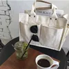 Shopping Bags Korean Large Capacity Multi-pocket Canvas Female Shoulder Crossbody For Women Handbags Big 7548 220304