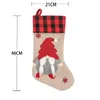 Christmas Stocking with Buffalo Plaid Swedish Santa Gnome Tomte Gift Bag Hanging Xmas Socks Decorations XBJK2110