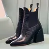 Botas de tornozelo Mulheres New Pointed Toe Genuine Couro Grosso alto salto alto Outono Inverno Moda Martin Boot 2021