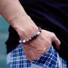 Strandki z koralikami Unikalne osiem planet Bransoletka Homme Female 6 mm 8 mm naturalny wulkaniczny skałka Braslet Lapis Lazuli Brazalete Chakra Bracle Fawn22