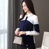 womens tops and blouses chiffon blouse shirts women tops long sleeve ladies tops button spliced office lady plus size 210308