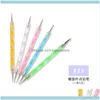 Salon Health Beauty10pcs/Set Nail Art Decoration Brush File Tool Kit Borstar för manikyr Ding Pen Design Målning Pencilsatser Drop Delive
