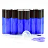 Mavi Aromaterapi Esansiyel Yağ Rulo Şişeleri Taşınabilir 10 ml Cam Rulo Metal Topu Ile Doldurulabilir Şişeler DH203