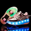 أحذية تزلج الأسطوانة للأطفال بنين بنات LED عجلات مضاءة أحذية رياضية مع عجلات مزدوجة الأطفال متوهجة الأسطوانة أحذية رياضية 210303