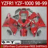 Corpo moto per YAMAHA YZF R 1 1000 CC YZF-R1 YZF-1000 rosso lucido 98-01 Carrozzeria 82No.21 YZF R1 YZFR1 98 99 00 01 1000CC YZF1000 1998 1999 2000 2001 Kit carenature OEM