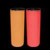 local warehouse!!sublimation glow in the dark tumbler 20oz blank skinny straight tumblers with Luminous paint Luminescent staliness steel magic travel cup US stock