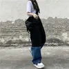 Frauen Jeans Y2K Streetwear Vintage Elastische Hohe Taille Breite Bein Hosen Harajuku Spleißen Gerade Baggy Denim Hosen 210809