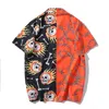 Retalhos pretos roxos camisa vintage verão homens havaiano manga curta mens Cópia casual Praia s oversized top 210721