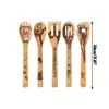 5 pièces Halloween bambou bois Wok fendu spatule cuillère support de mélange ustensiles de cuisine dîner cuisine pelles fournitures déco