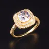 Clusterringe Marke Echt Solid 925 Silber 14K Gold plattiert Hochzeit Schmuck für Frauen 3CT Simulierte Diamant -Verlobungsring Größe 54074885