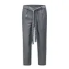 Ribbons Soild Grå Svart Straight Suit Pants Mens Sashes Oversize Loose Casual Track Pants Hip Hop Baggy Byxor P0811