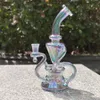 2021 Hookah Bong Glass Dab Rig Multi Color Green Recyler Water Bongs Smoke Pipes 9 Inch Height 14mm Female Joint with Quartz Banger