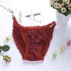 Women's Panties Woman Sexy Silk Seamless Satin Briefs Underpants Lady's Lace Edge Knickers Underwear Solid Color 2021236O