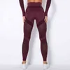 Seamless Sport Kvinnor Leggings Fitness Röd Vin Hål Utskrift Hög midja Elastisk Push Up Leggings Workout Running Pants 211130