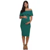 Förpackning med 3 st från axelmoderskapsklänningar kvinnor kläder rufsar sommar ärmlös graviditetsklänning gravid baby shower klänning G220309